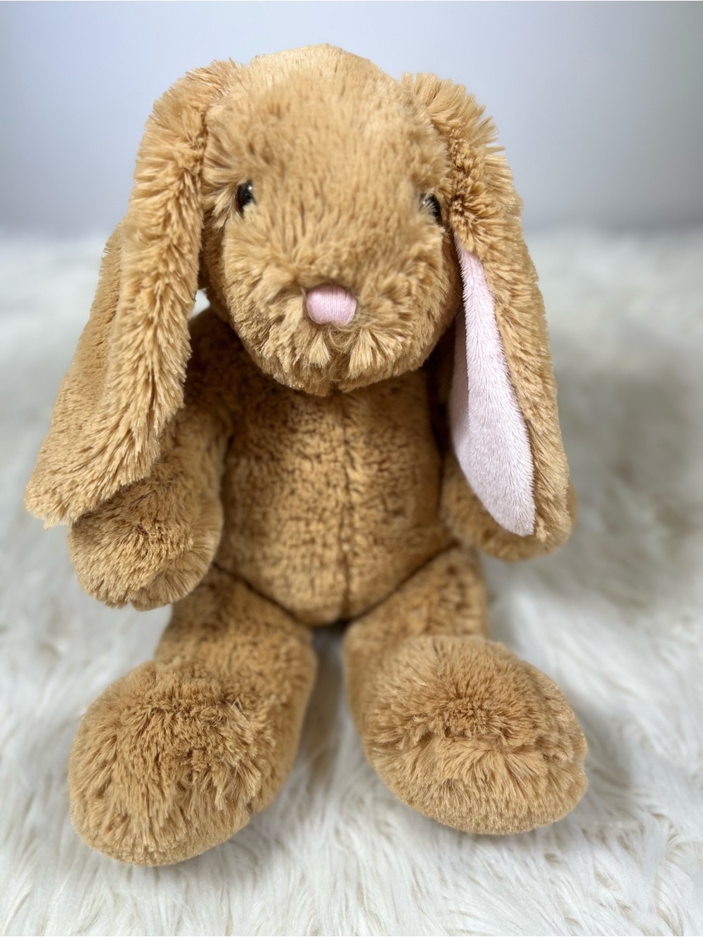 Build-A-Bear Brown Bunny Rabbit Plush 16” Pink Ears Sound Button